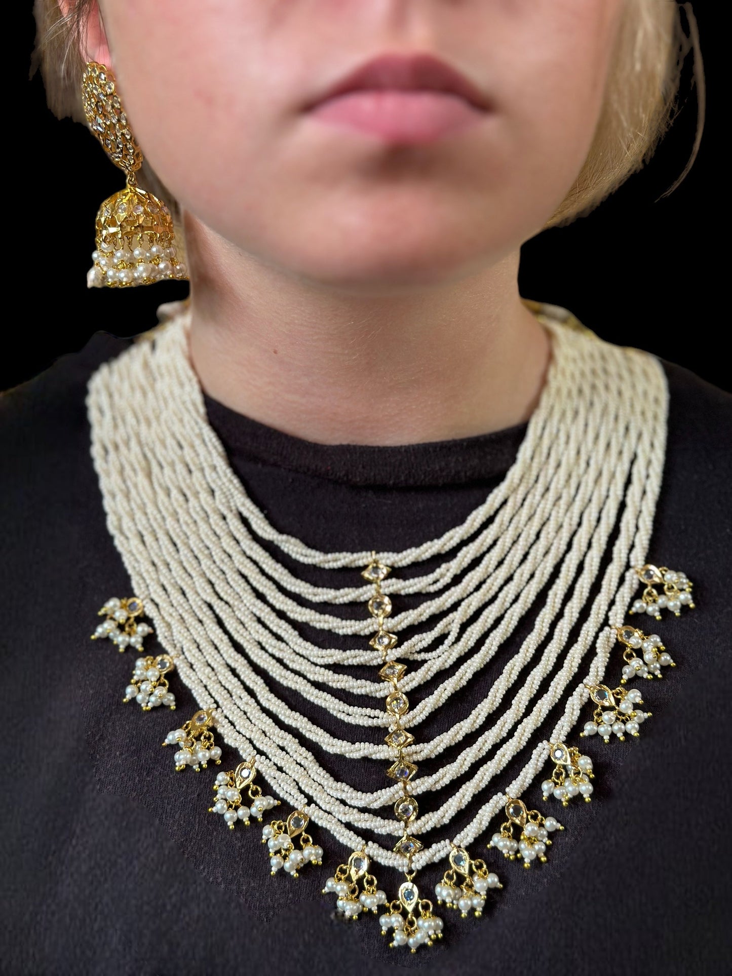 DNS10 Mala pearl necklace with jhumka ( READY TO SHIP )
