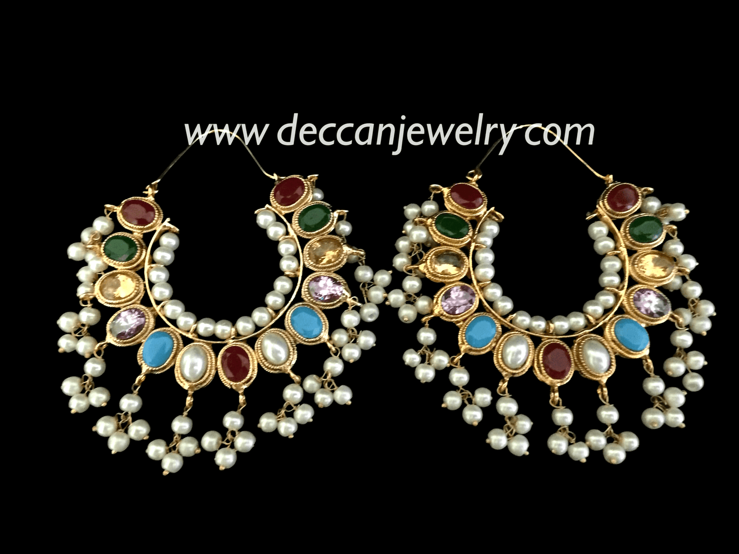 DER26 navratan chandbali ( READY TO SHIP )