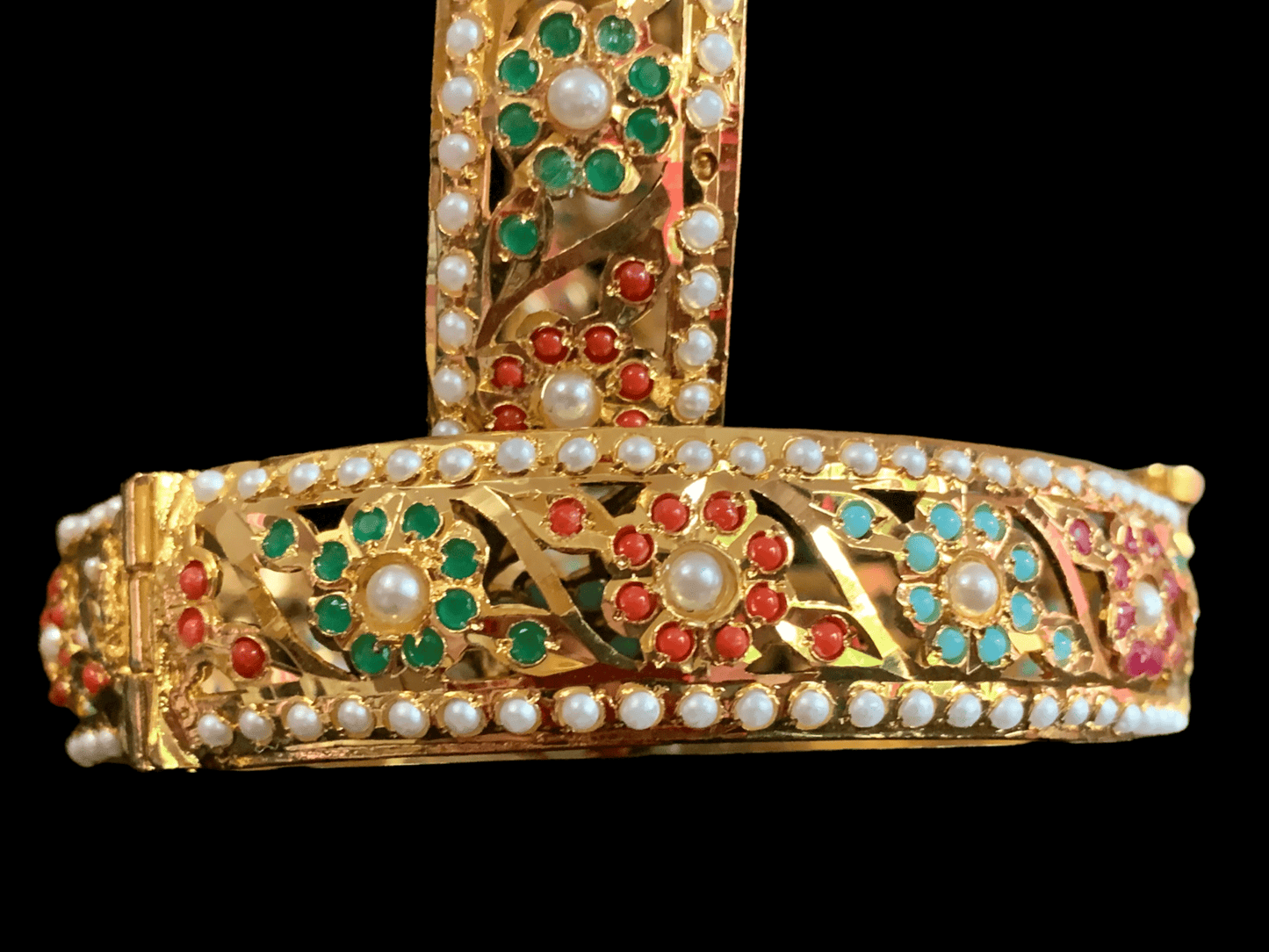 B23 SARAH JADAU BANGLES - navratan ( READY TO SHIP )