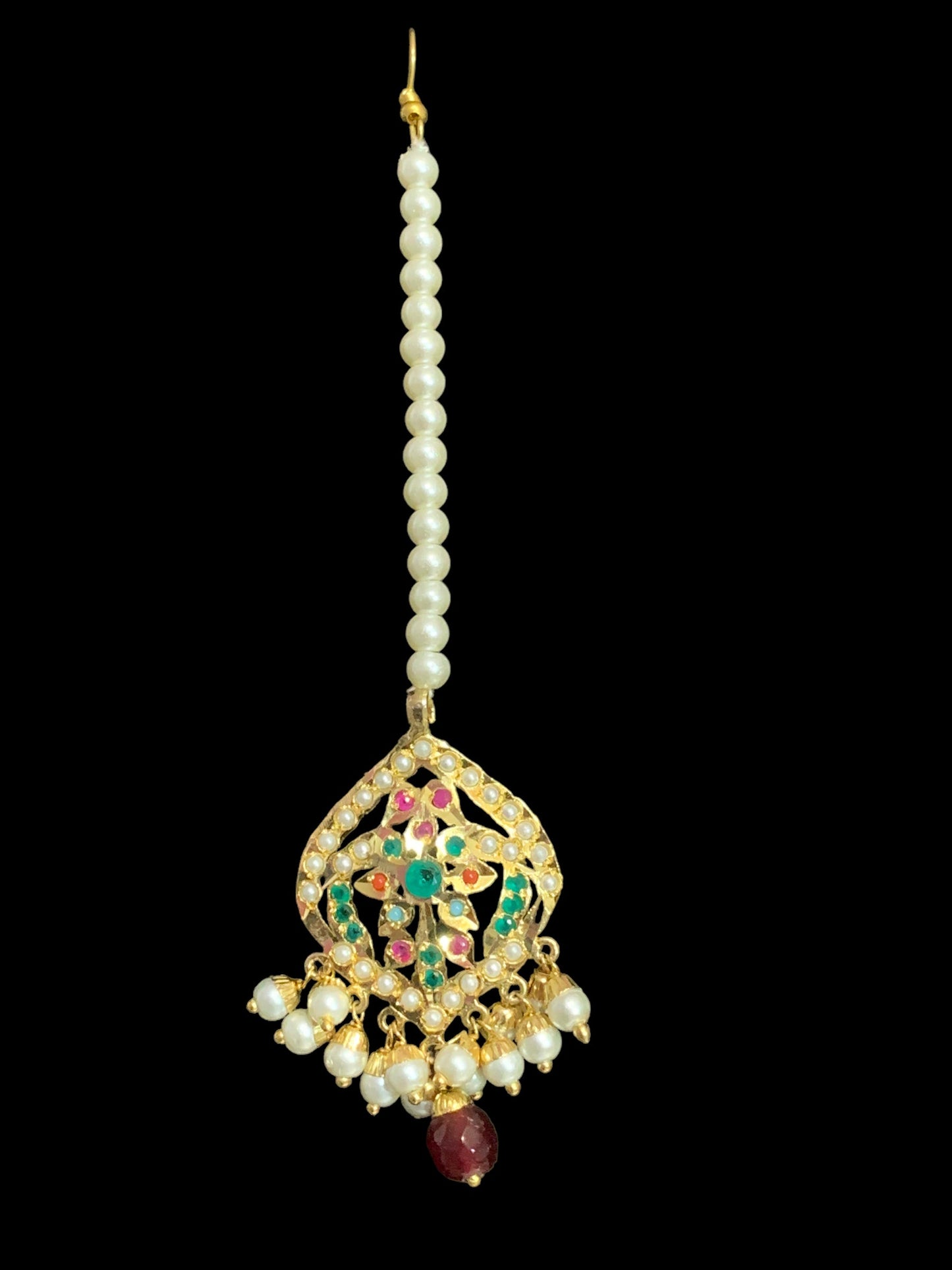 DJTK92 jadau Navratan tika in pearls ( READY TO SHIP)