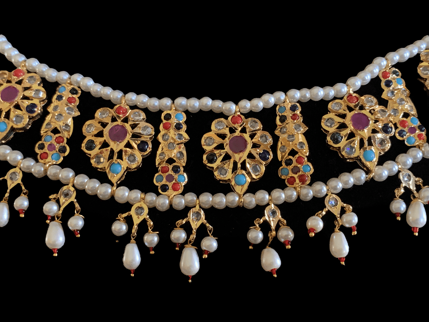 C2 Himah navratan choker with earrings ( READY TO SHIP )