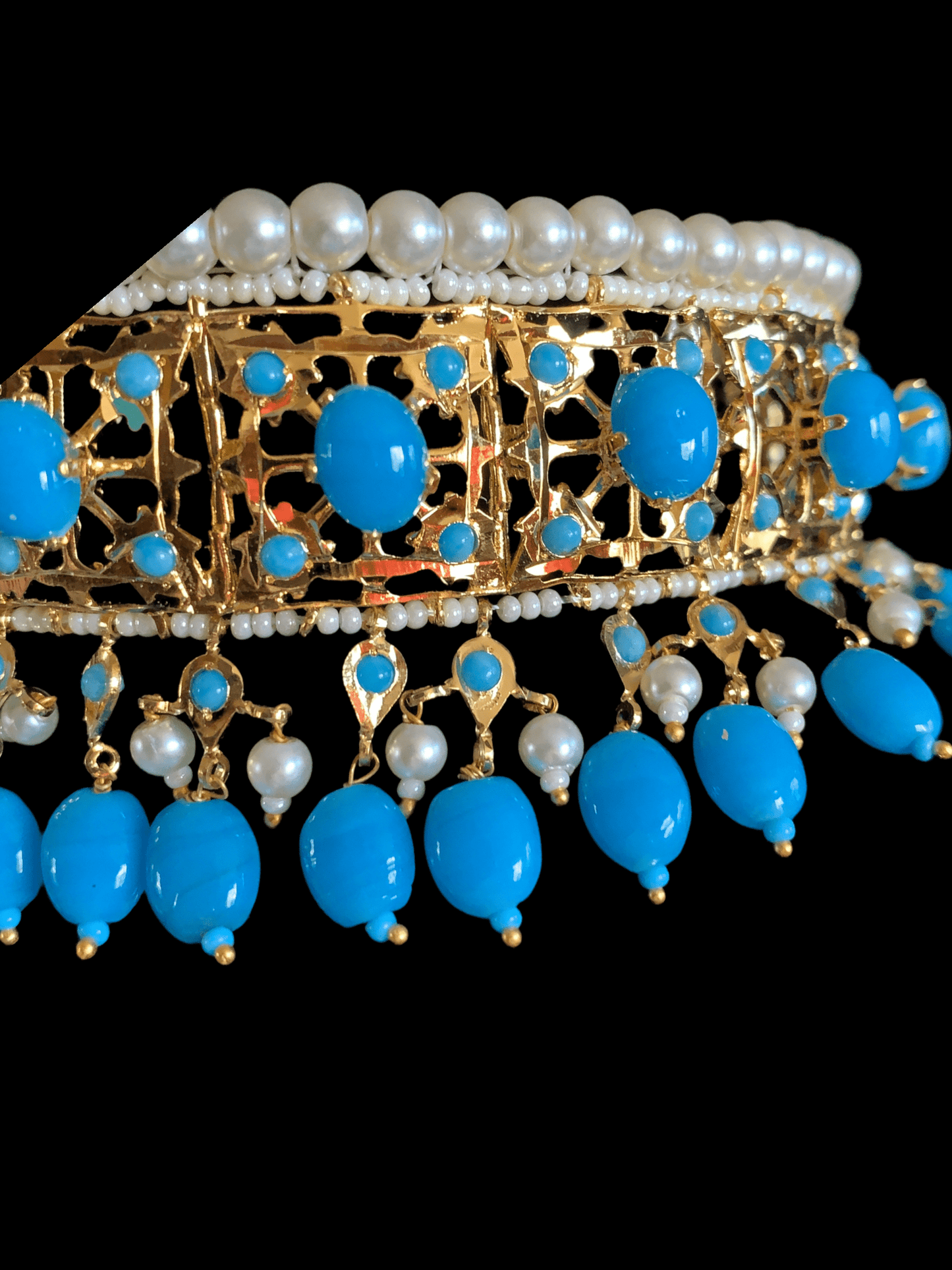 C27 Insia Hyderabadi jadavi lacha in turquoise ( READY TO SHIP )