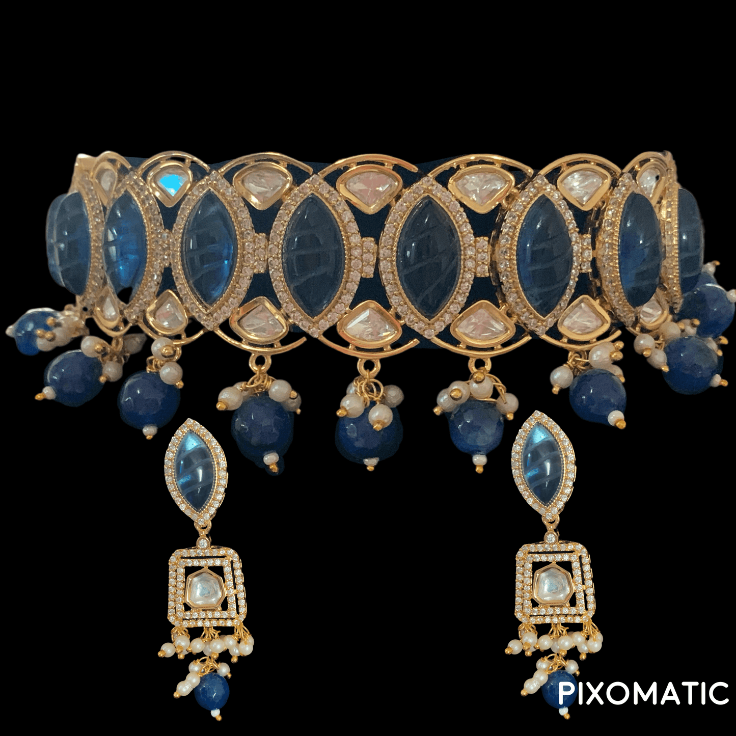 Chavi blue polki choker ( READY TO SHIP )