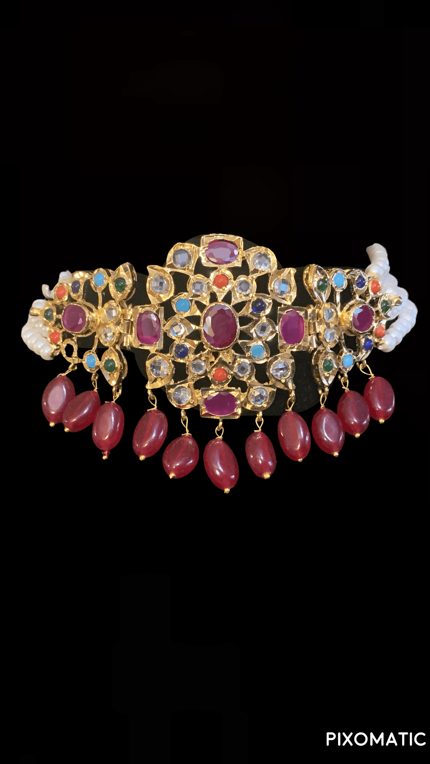 Lekha choker set in Navratan ( shell pearls ) ( READY TO SHIP )