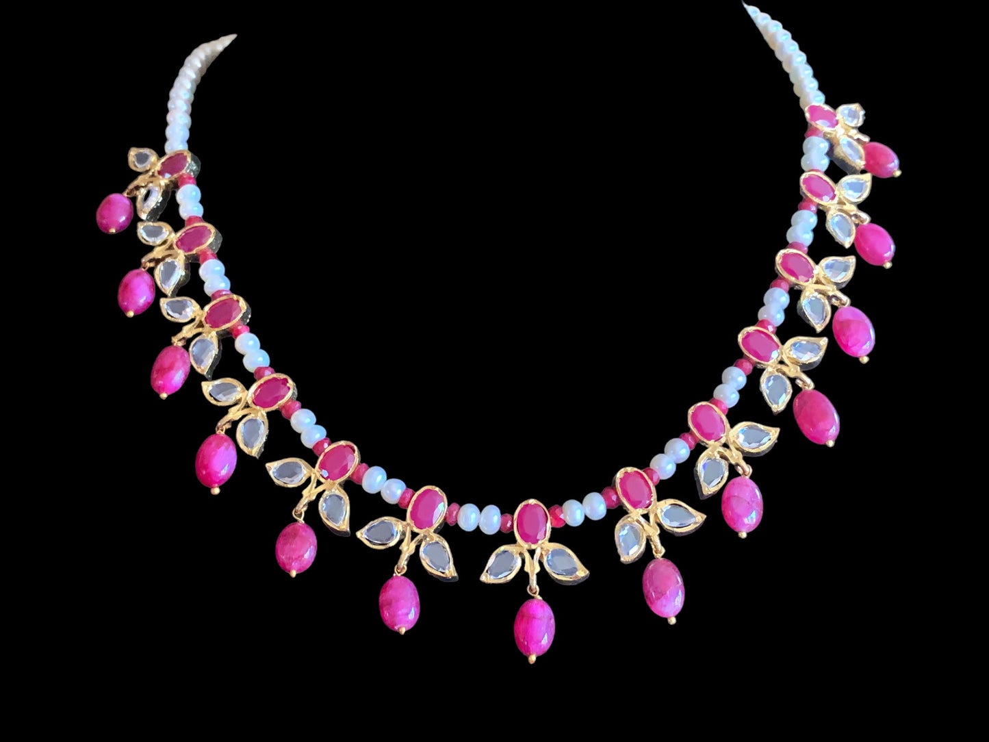 ZAFRIN gold plated silver necklace set in ruby ( SHIPS IN 5 WEEKS )