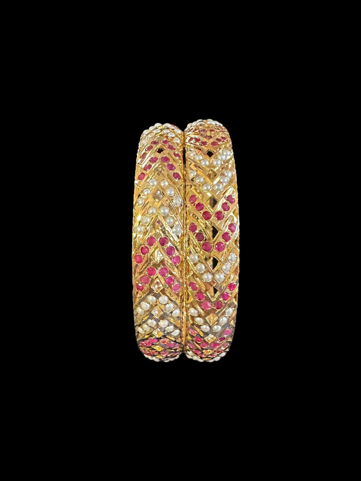 B150 Gold plated jadau bangles - ruby ( READY TO SHIP)