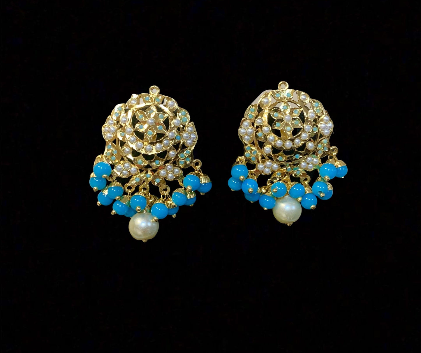 NS181 Ava jadau necklace set in turquoise / feroza (READY TO SHIP)