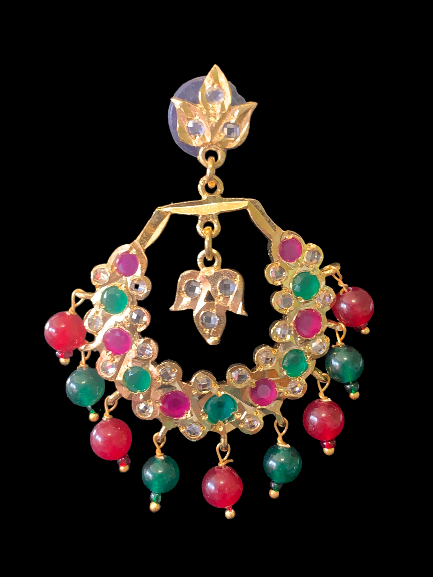 DER376 Minha Chandbali - Ruby green ( READY TO SHIP )