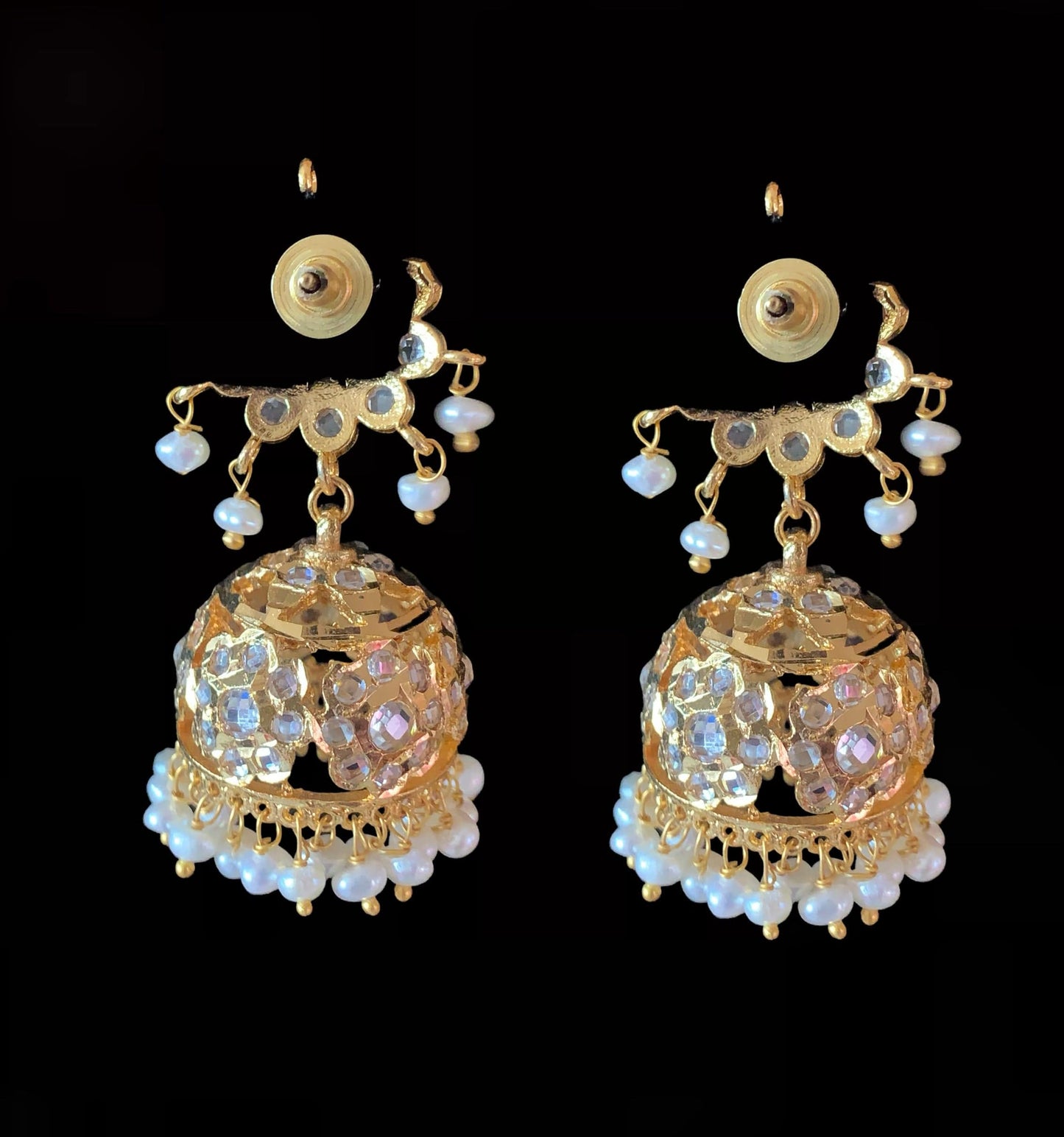 DER615 Navya fresh water pearls jhumka - pearls ( READY TO SHIP )