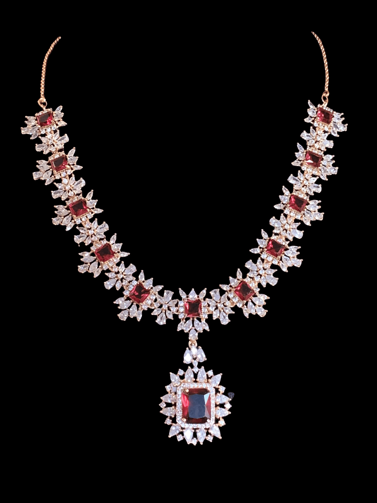 BR29 Sarah gold plated cz set in ruby ( READY TO SHIP )