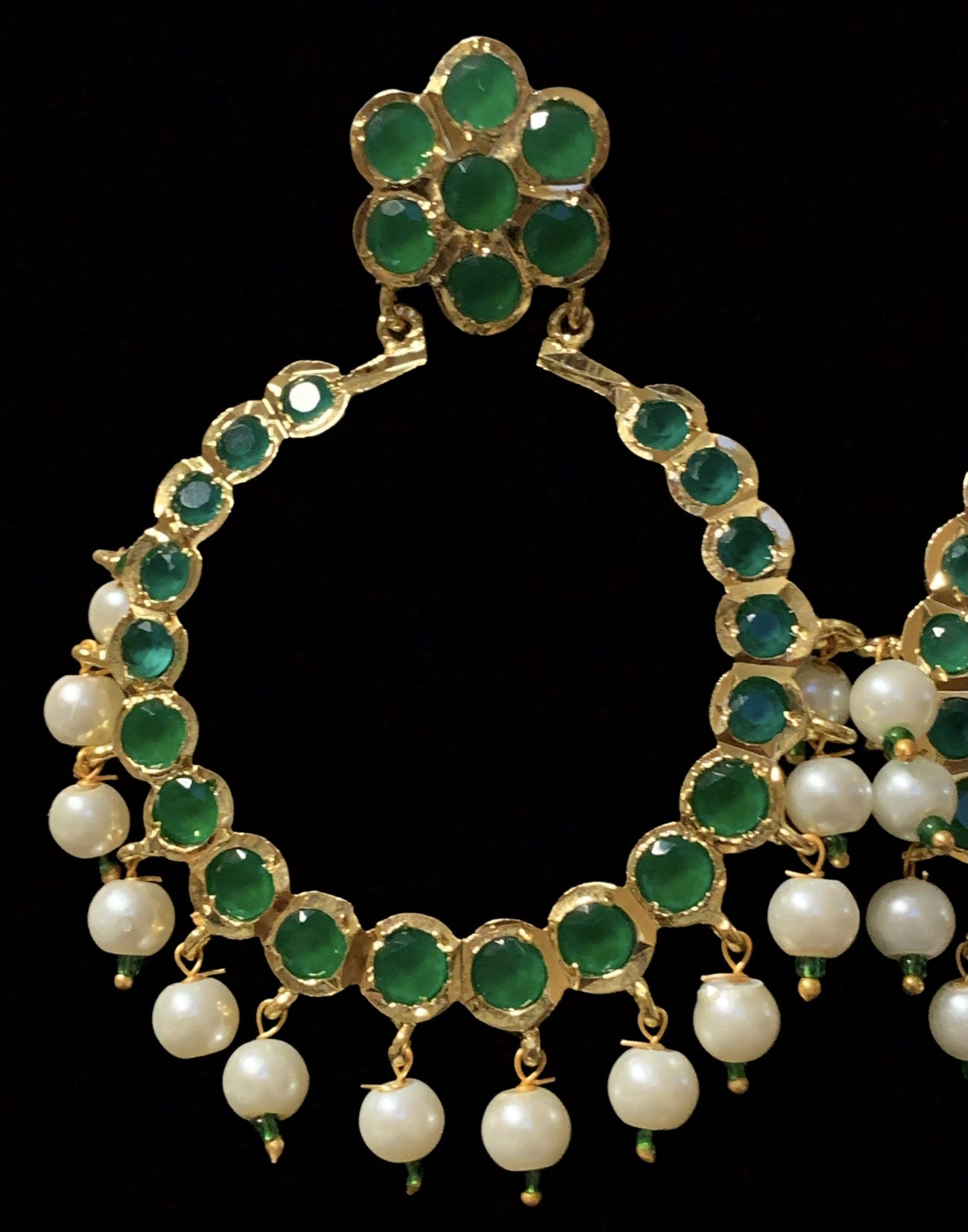 Mona chandbali in green (READY TO SHIP )