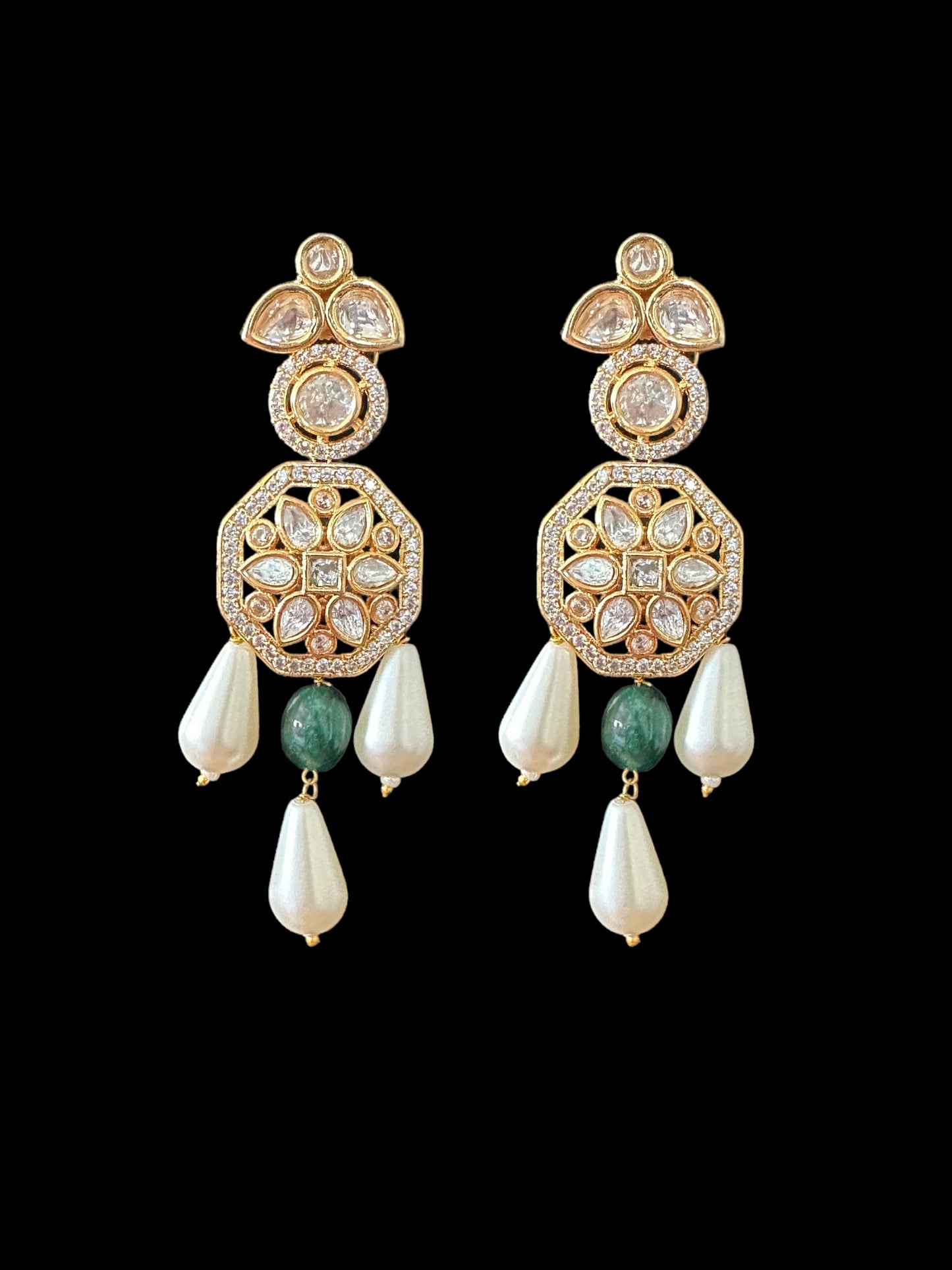 DNS6 short necklace with earrings tika in Polki ( READY TO SHIP )