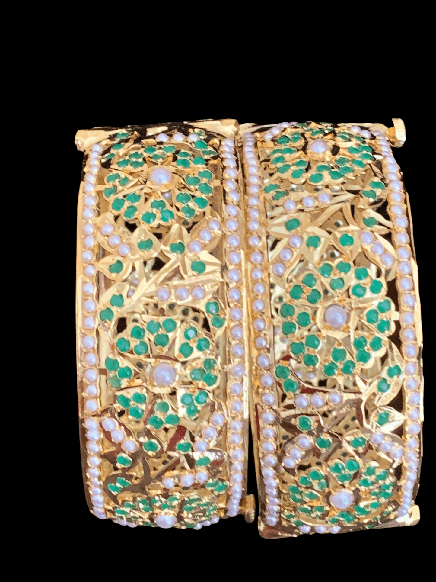 B138 Alea jadau bangles in emeralds ( READY TO SHIP )