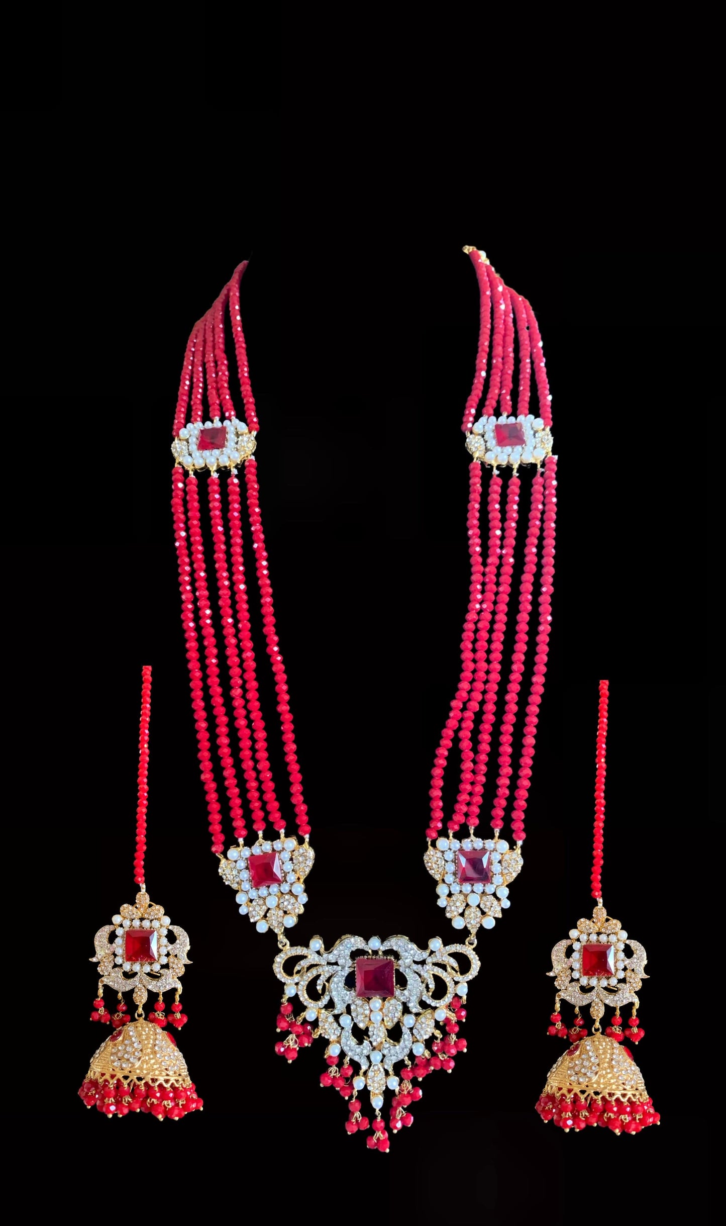 BR21 Anisa pakistani bridal set- ruby (READY TO SHIP )