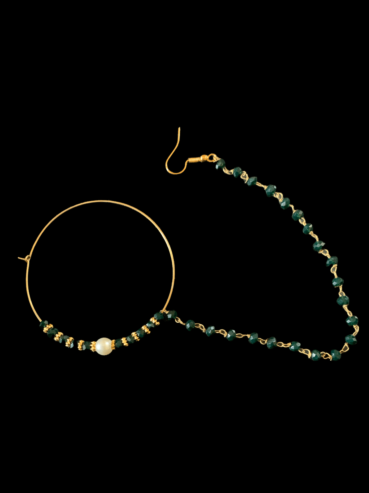 Gold plated nosering - green ( READY TO SHIP)