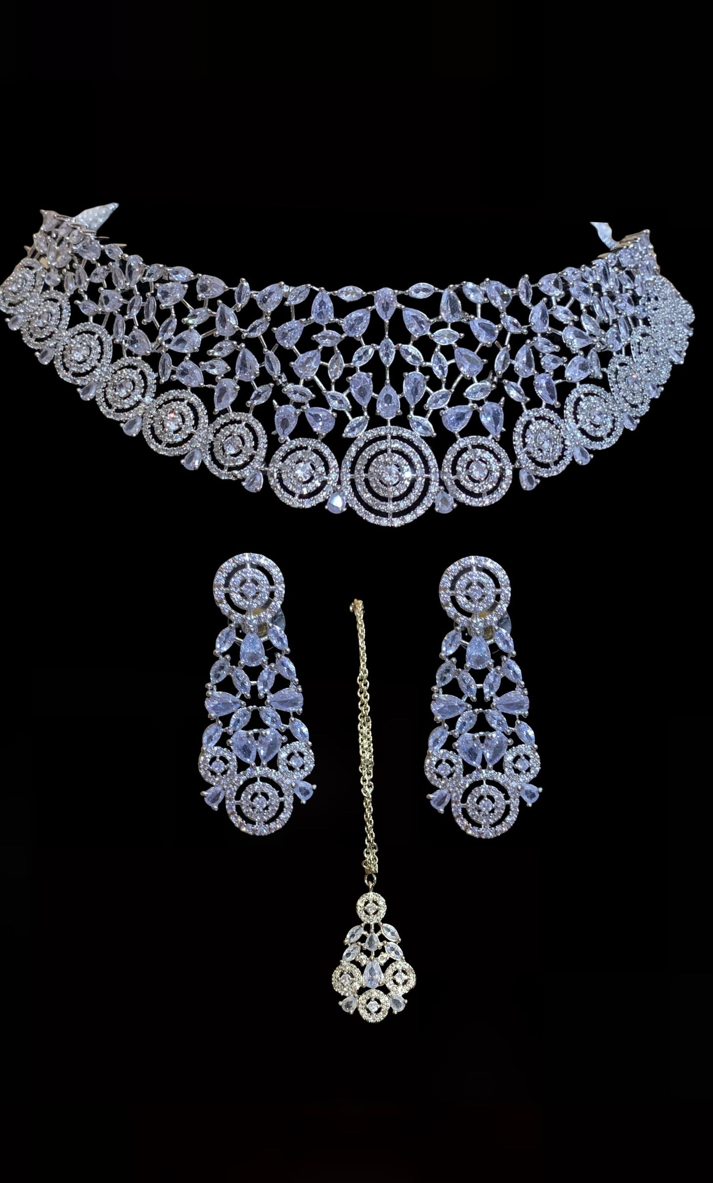 NS118 Arisha Cz necklace set - silver plated ( READY TO SHIP )
