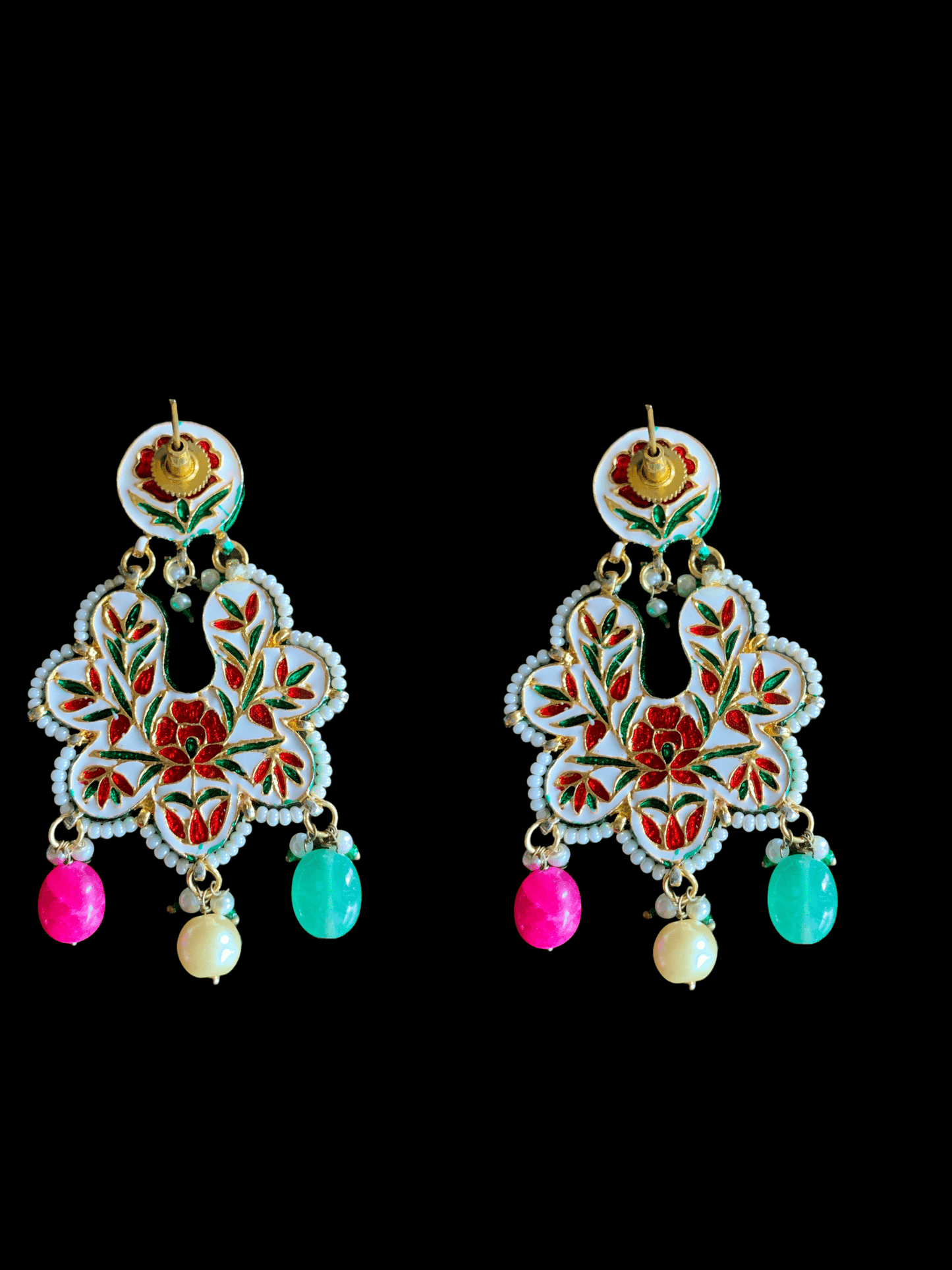 Navratan Kundan Chandbali earrings ( READY TO SHIP )