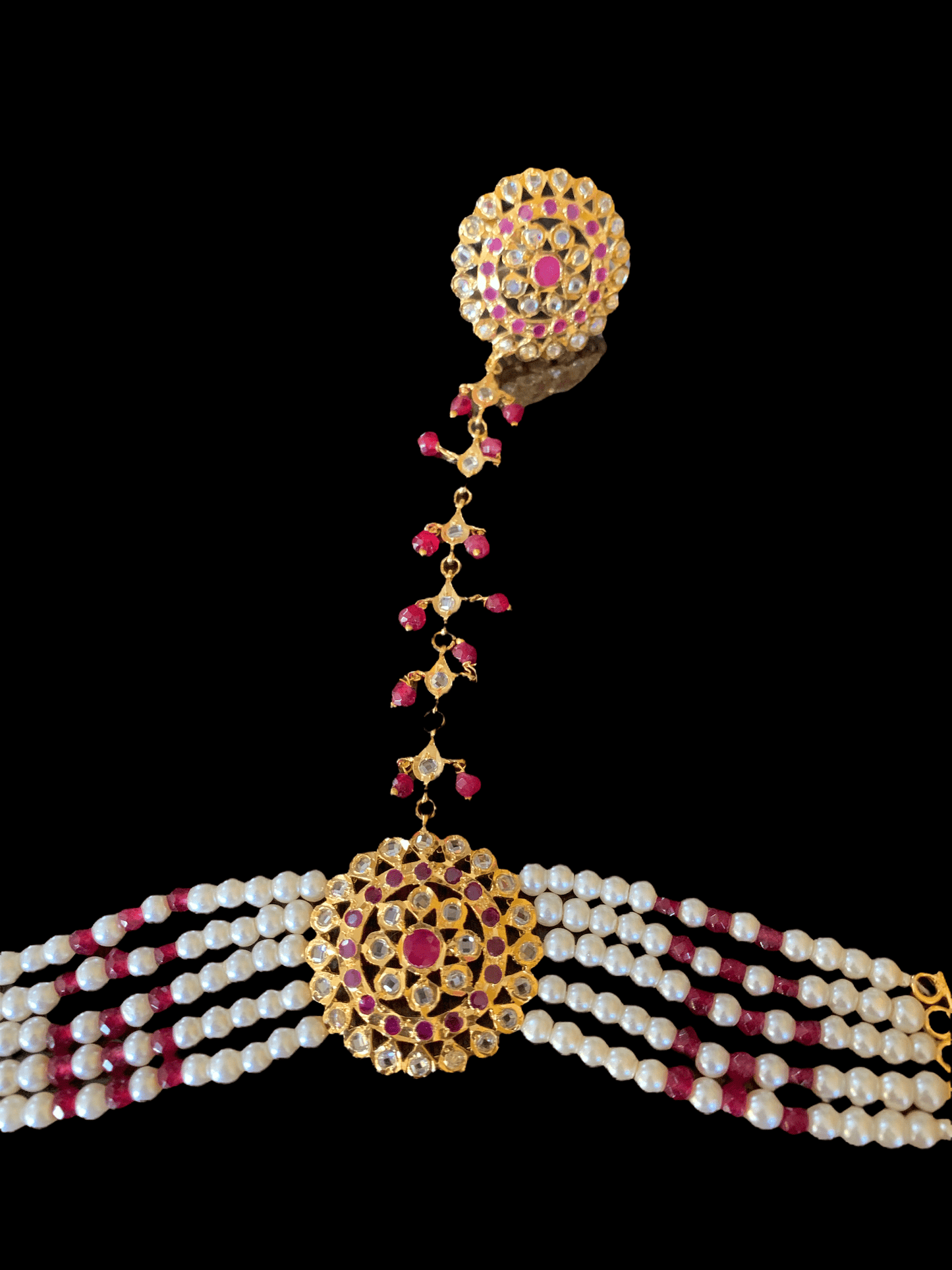 HP14 Trikha Haath Phool (rubies) -ONE PAIR( READY TO SHIP )