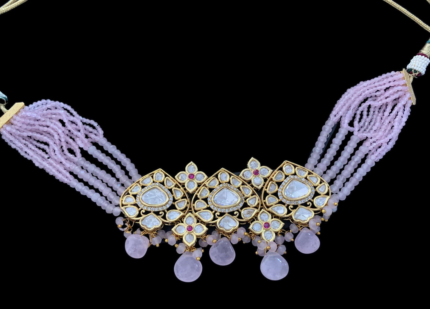C292 Neelam polki choker in pink ( READY TO SHIP )