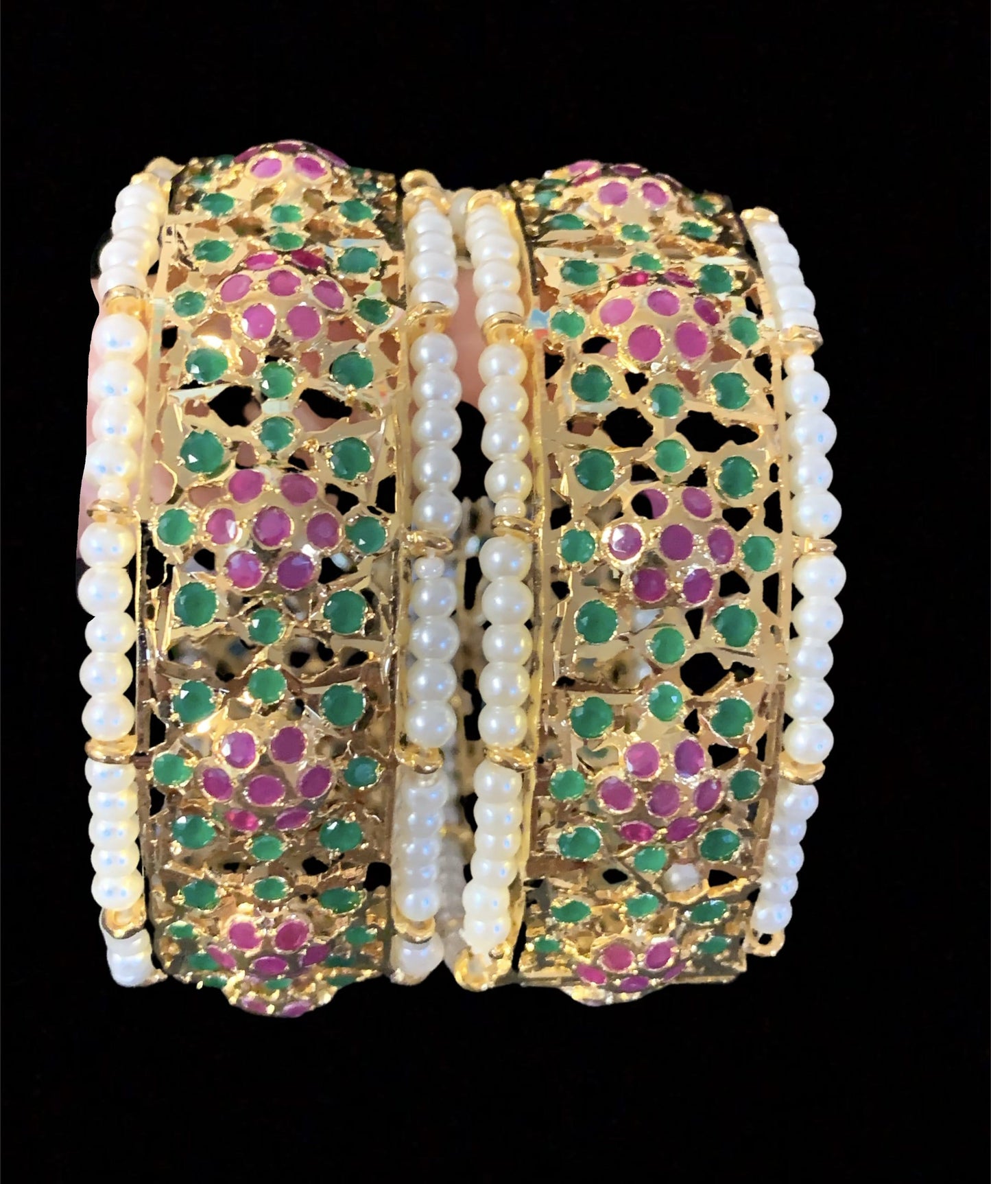 B132 Azmah red green bangles ( READY TO SHIP )