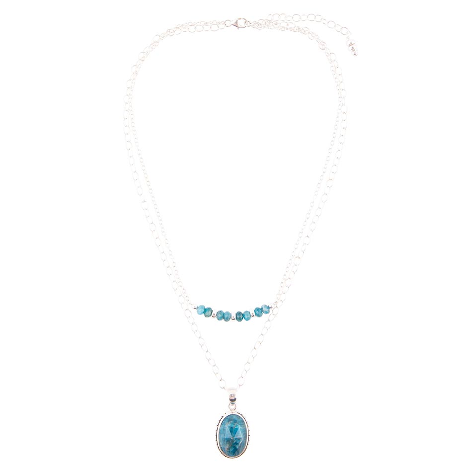 Layered Blue Apatite and Sterling Silver Necklace