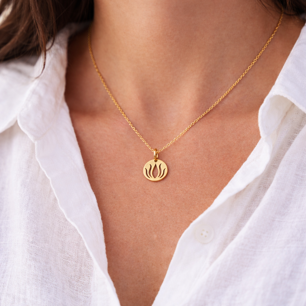 Lotus Flame Necklace – Gold Filled Minimal Charm Necklace