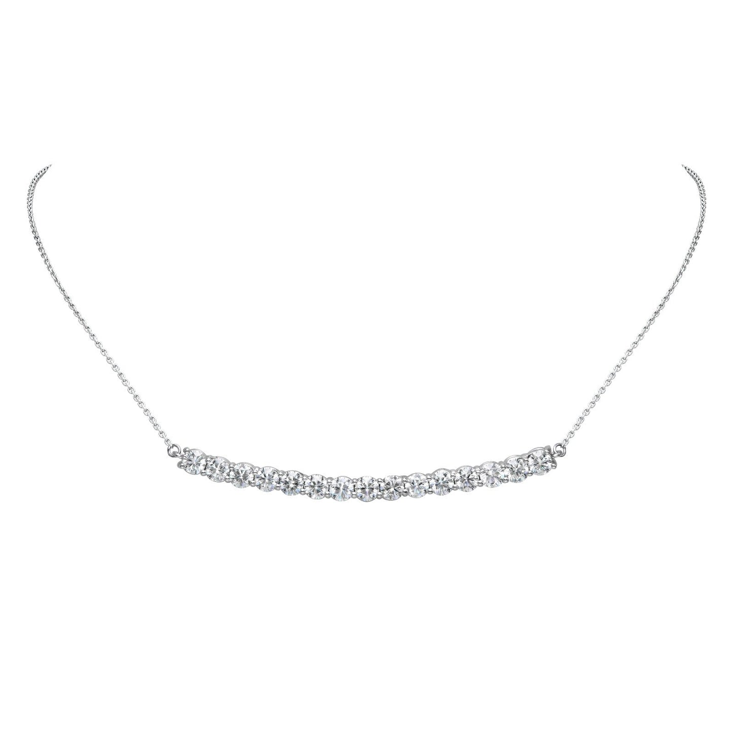 Natural Diamond Curved Airline Bar Pendant in 14K White Gold – 4.50ctw