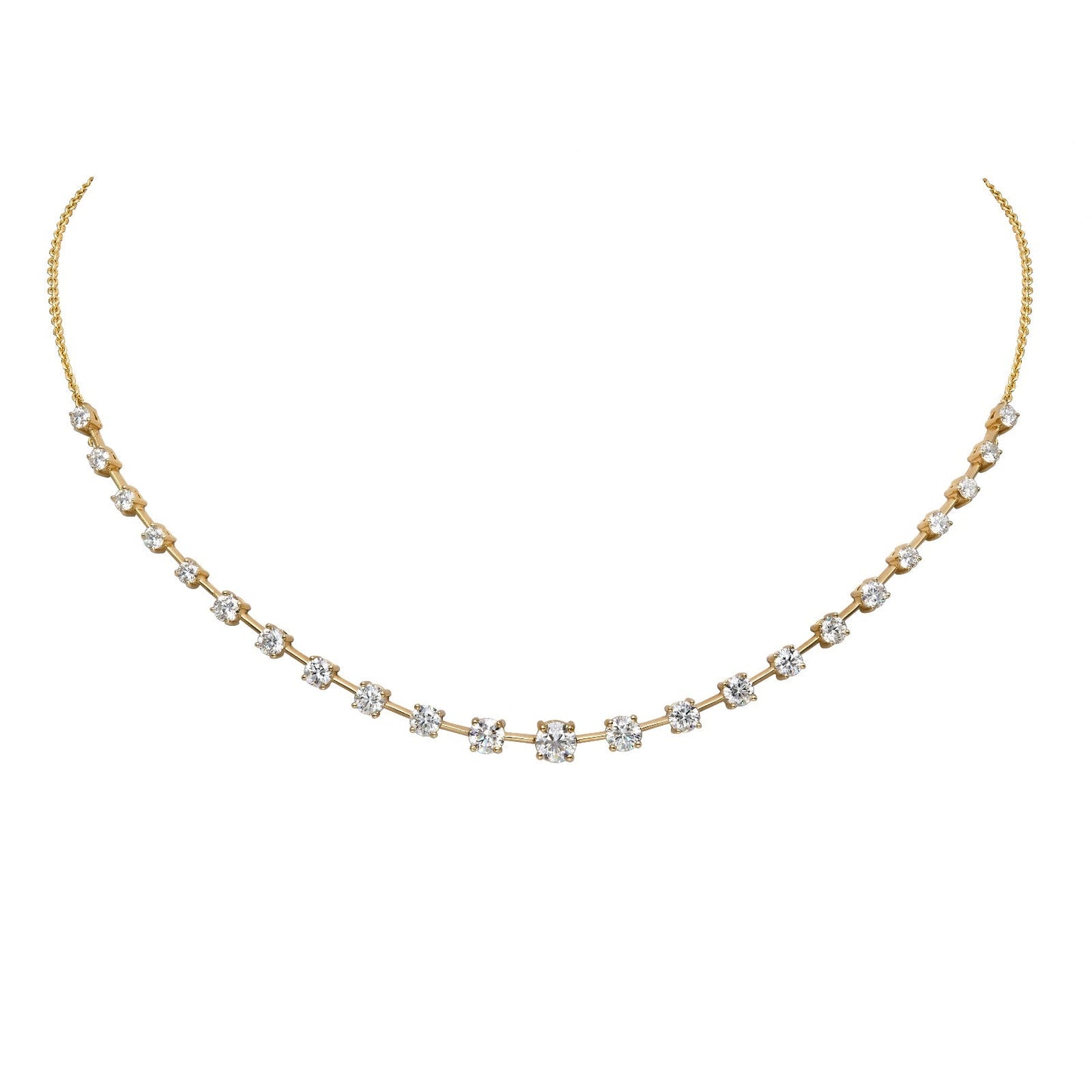 Natural Diamond Spaced Riviera Pendant Necklace in 14K Gold – 3.43ctw