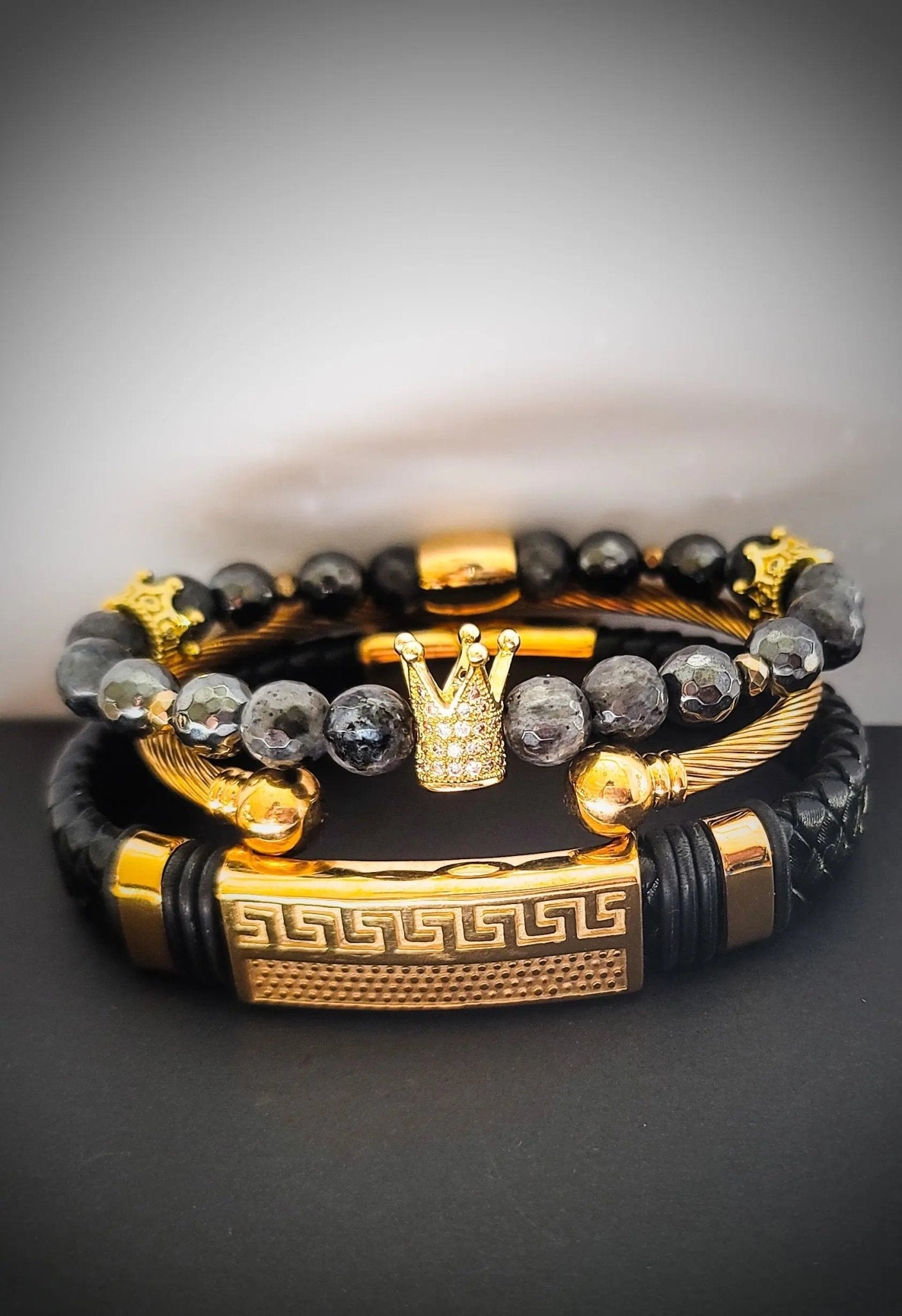Men'sThe "Stimulating" Larvikite Crown Bracelet