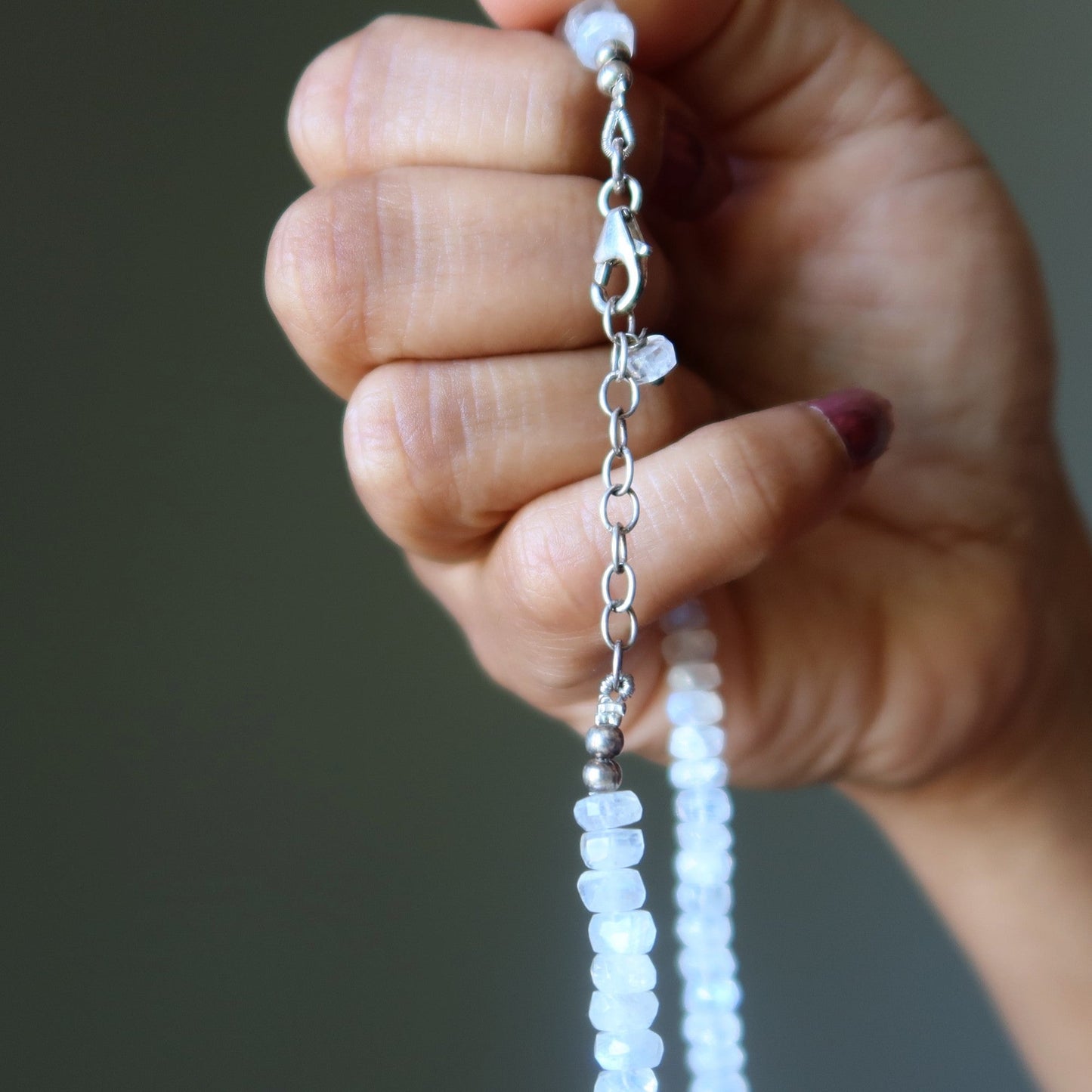 Rainbow Moonstone Necklace Twinkling Star Faceted Gem