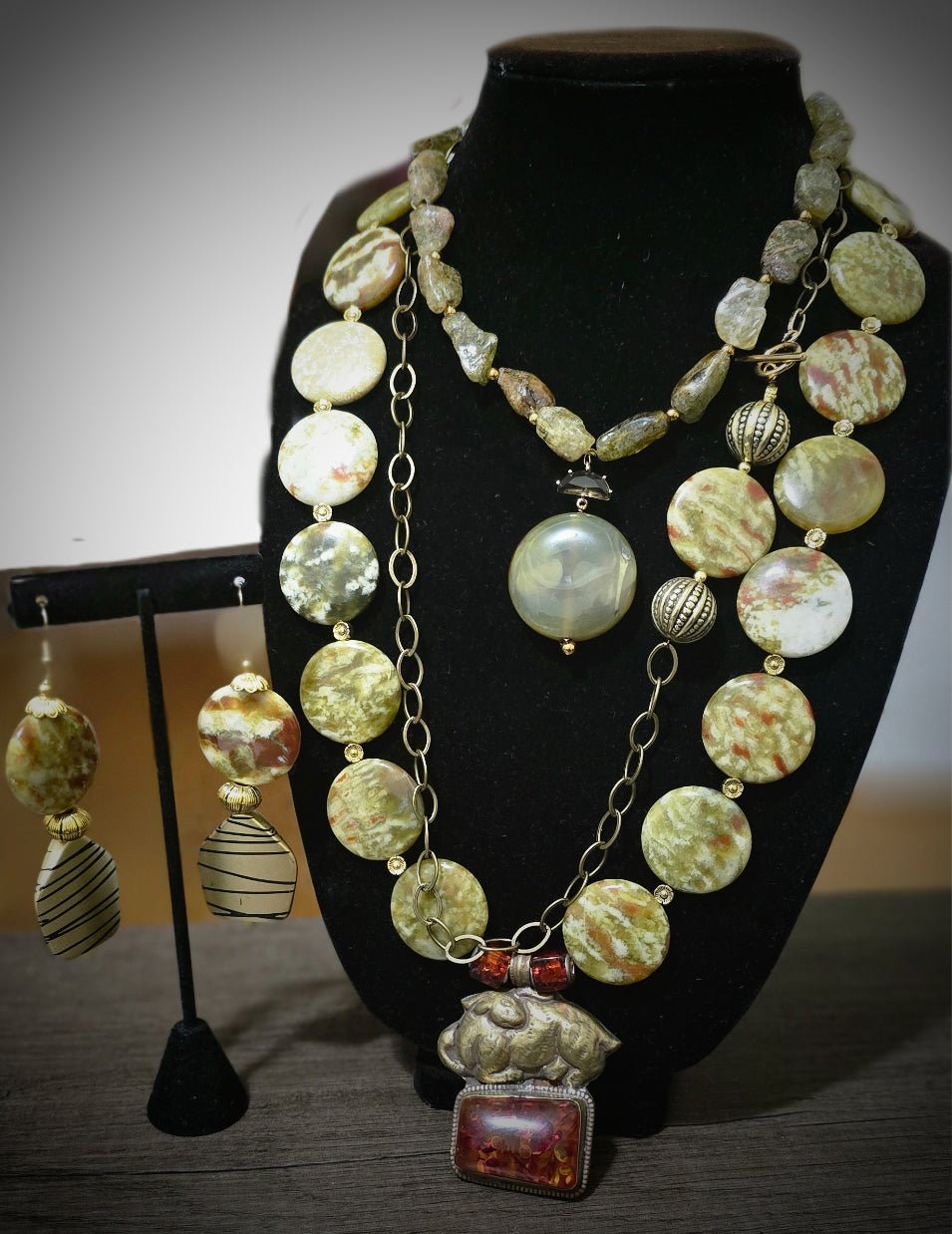 Natural Green Garnet Antique statement necklace