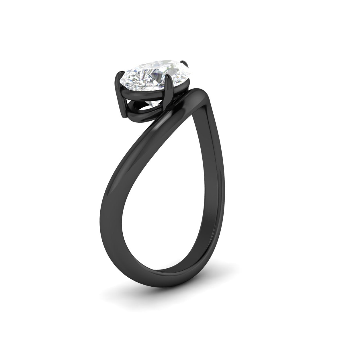 Pear Shaped Curve Shank Solitaire Diamond Ring