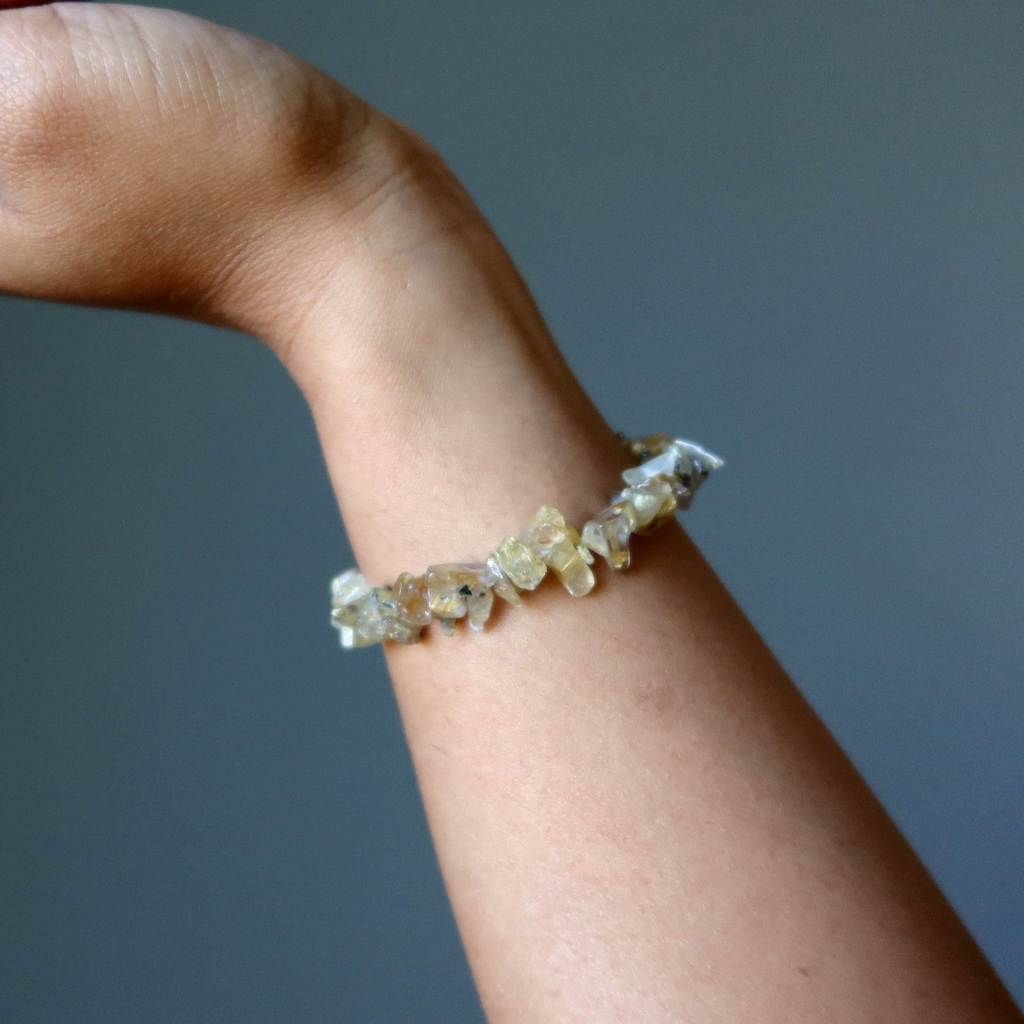 Rutilated Quartz Bracelet Delightful Golden Chip Clasp