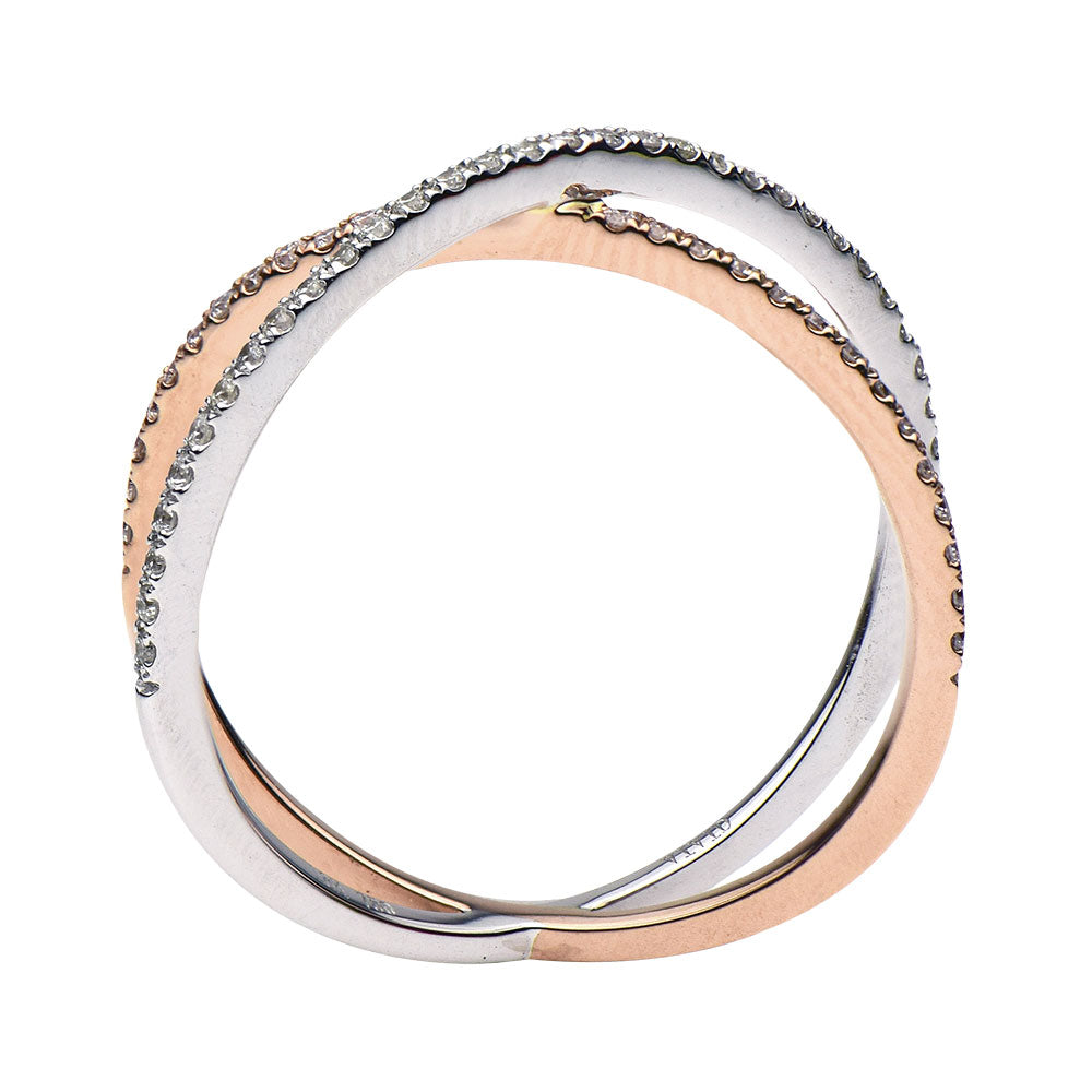 14K White and Rose Gold X Ring - Large, 0.46ct