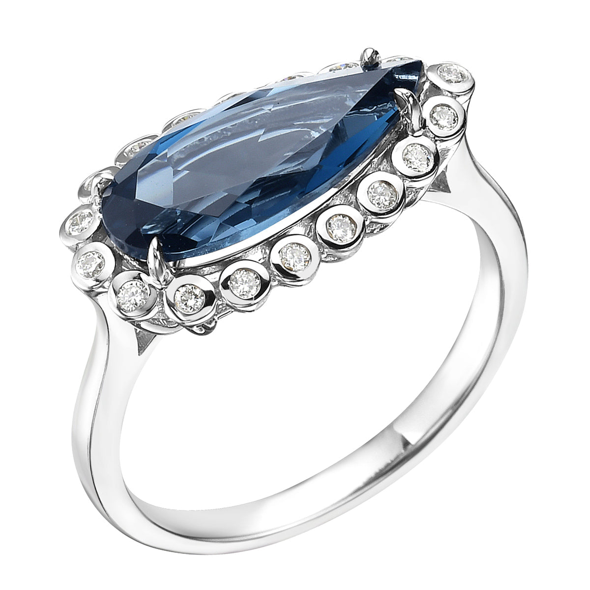 14K White Gold London Blue Topaz Ring, 2.61ct