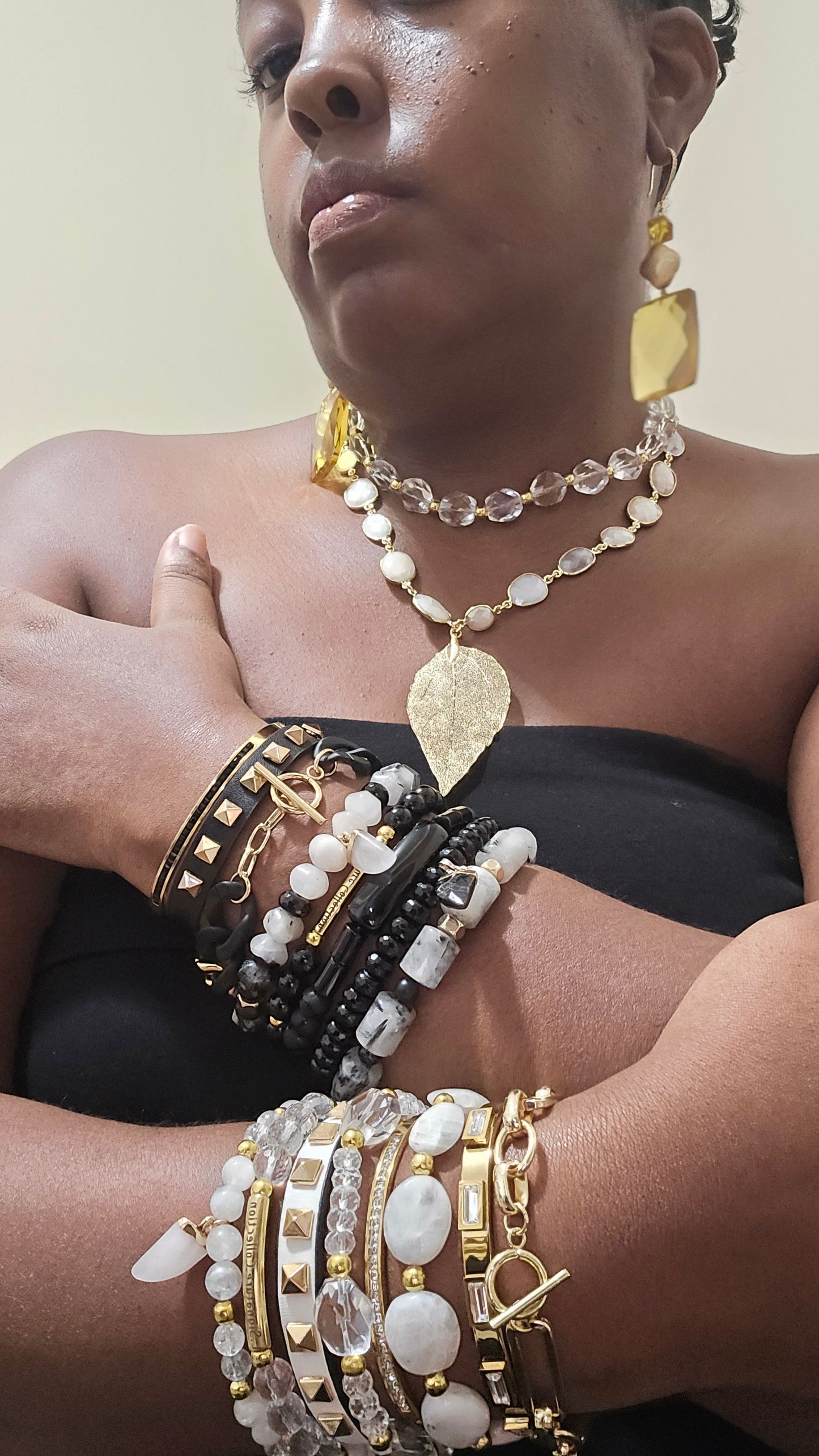 Natural Citrine and 14k Gold over Silver Diamond Drop Earrings