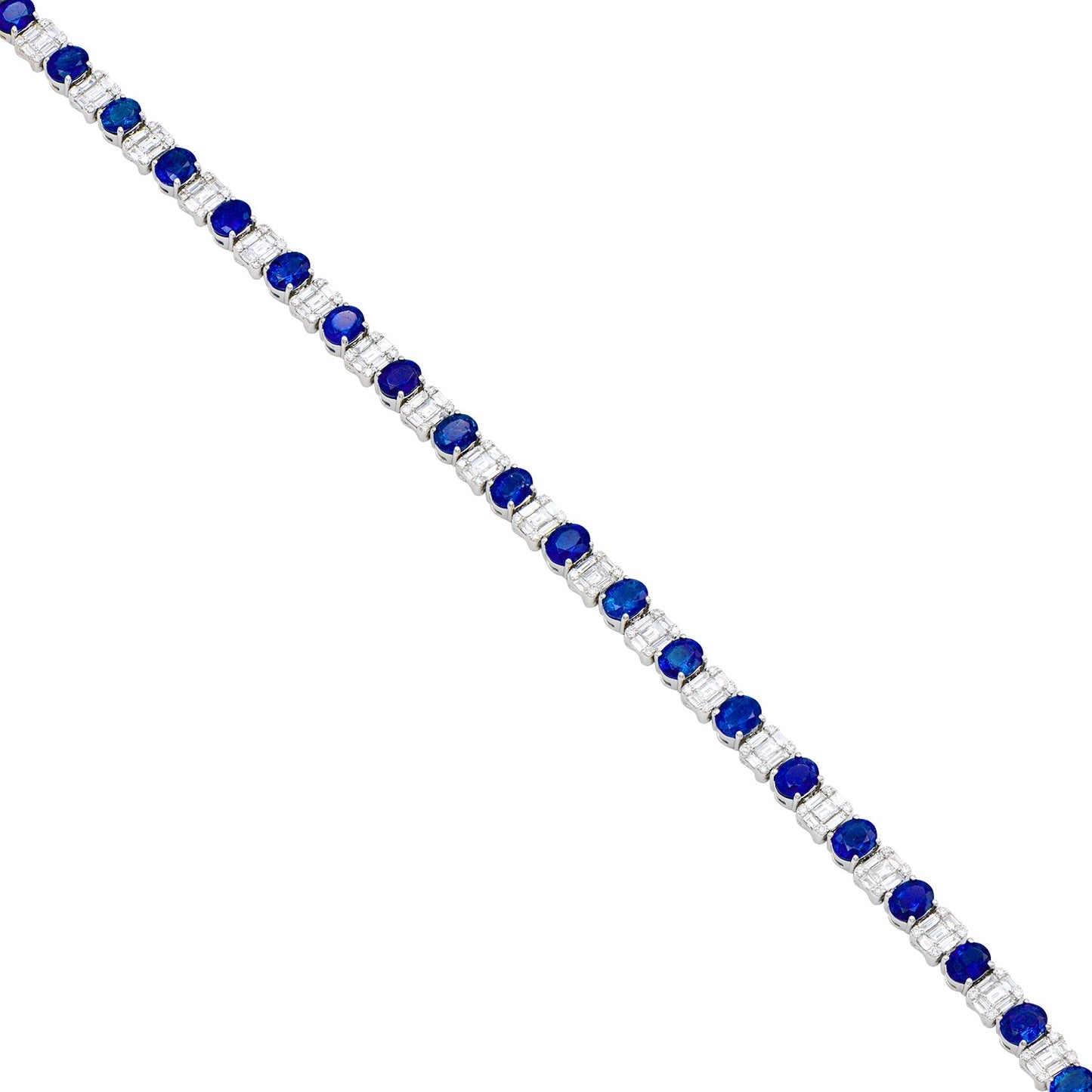 18K White Gold Blue Sapphire Bracelet, 11.12ct