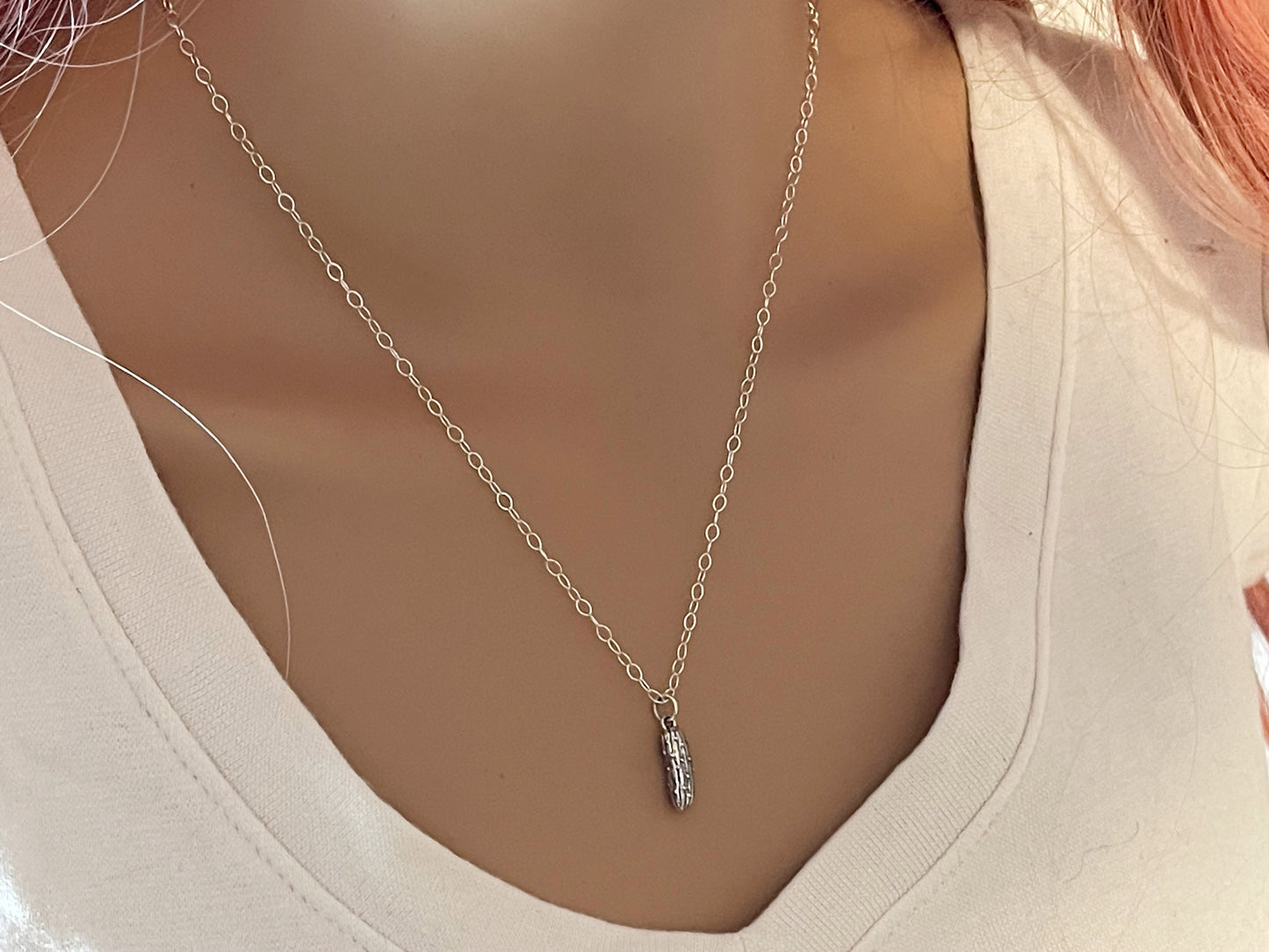 Pickle Charm Necklace - Sterling Silver Jewelry - Handmade Jewelry - Gift for Her