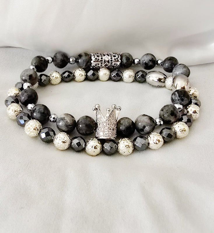 The " Silver" Larvikite Crown Set