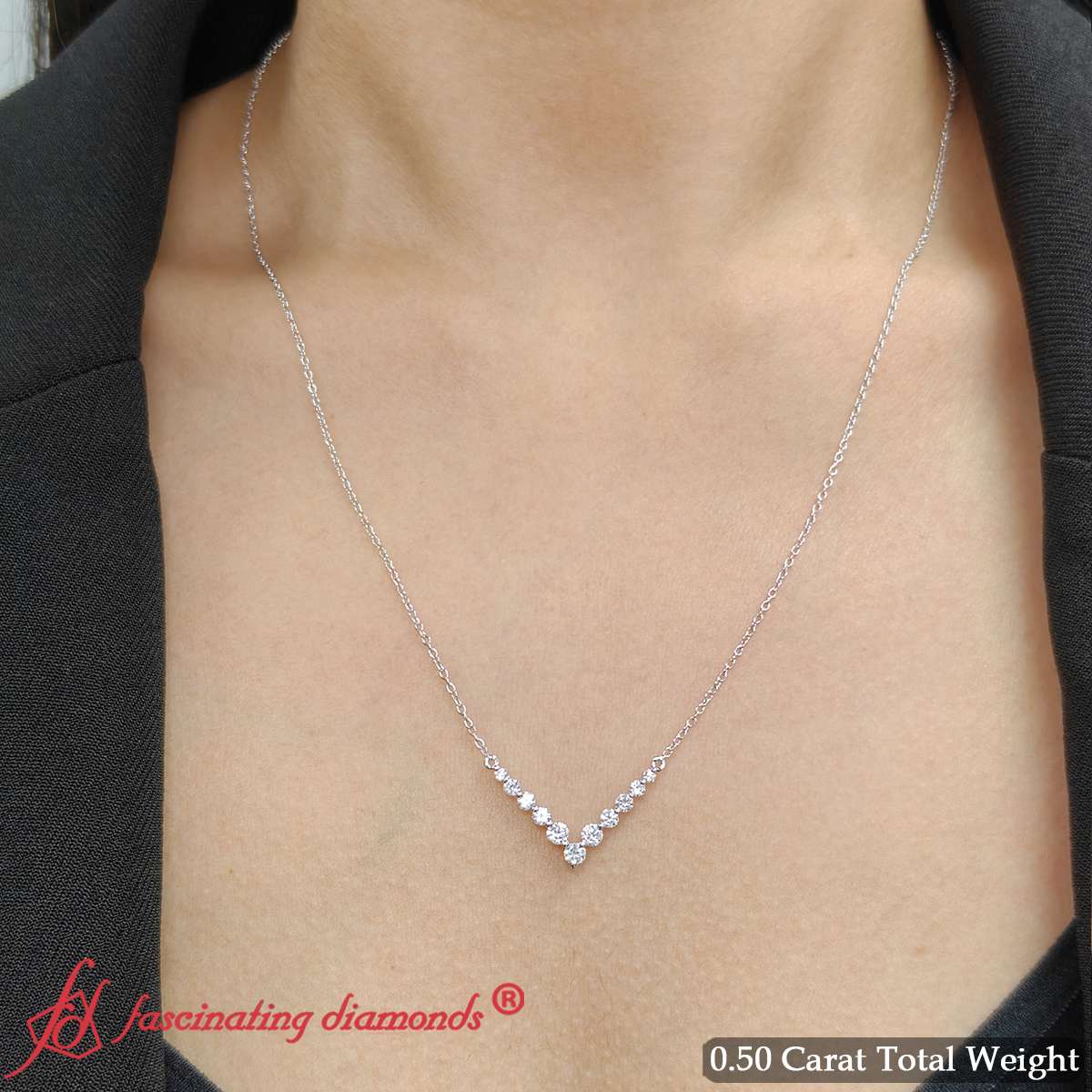 Round Graduated V-Necklace