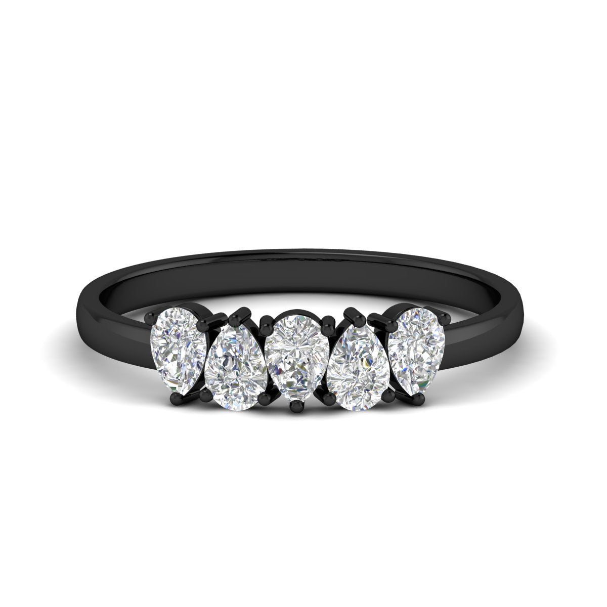 0.75 Carat 5 Stone Wedding Band Diamond Teardrop