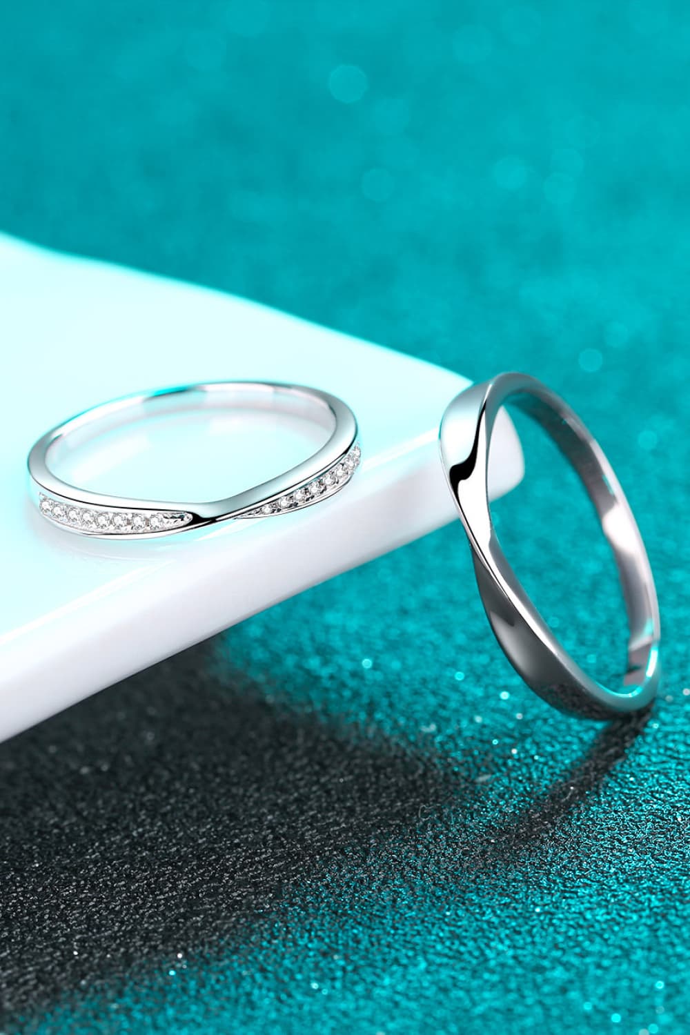 Minimalist 925 Sterling Silver Ring Set  (Rhodium Over Sterling Silver)
