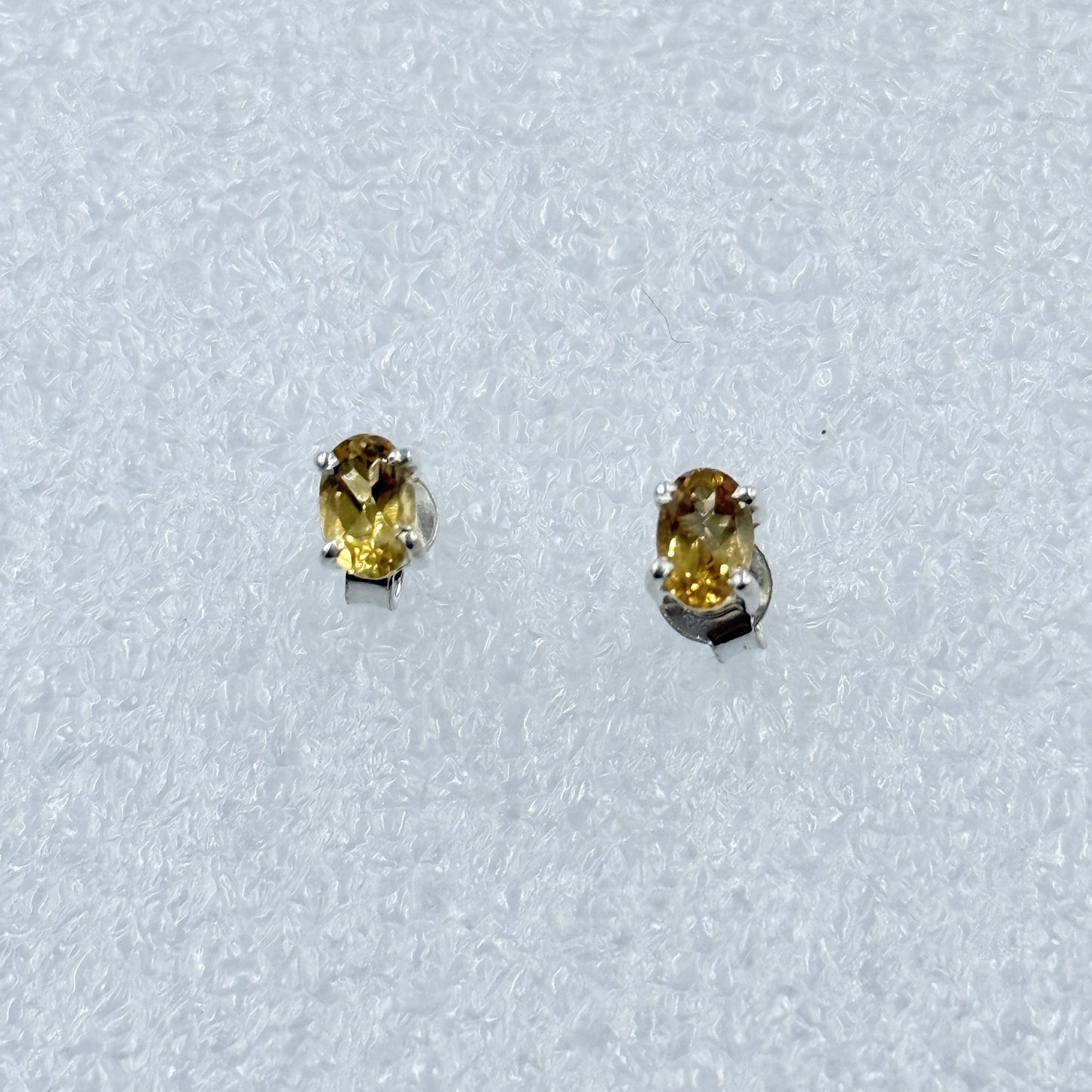 Sterling Silver Oval Citrine Post Earrings Size 3
