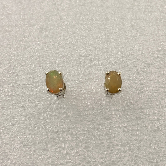 Sterling Silver Oval Ethiopian Opal Post Earrings Size 2
