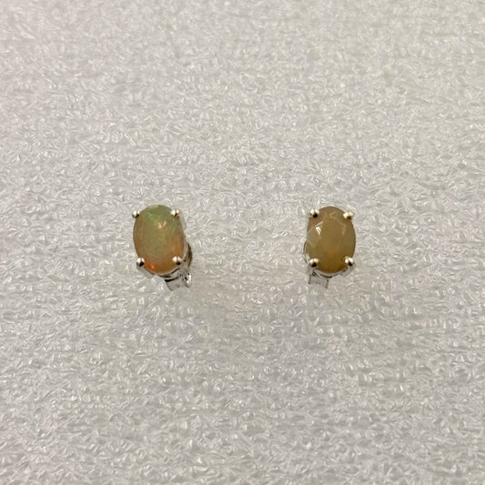 Sterling Silver Oval Ethiopian Opal Post Earrings Size 2