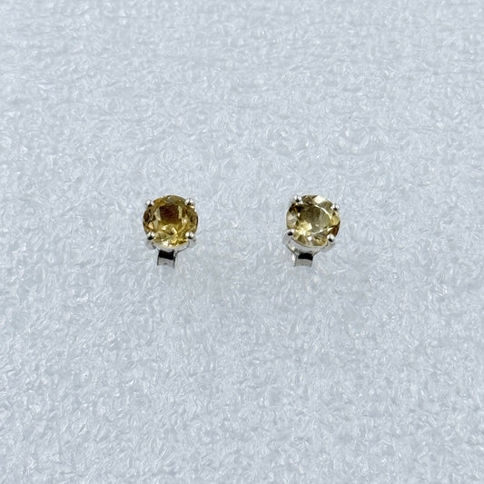 Sterling Silver Round Citrine Post Earrings Size 2