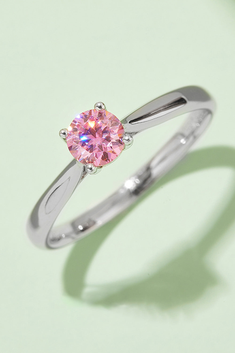 Sparkala™ Contrast Platinum Over Pure Sterling Silver Solitaire Ring (Yellow, Pink, or Blue)