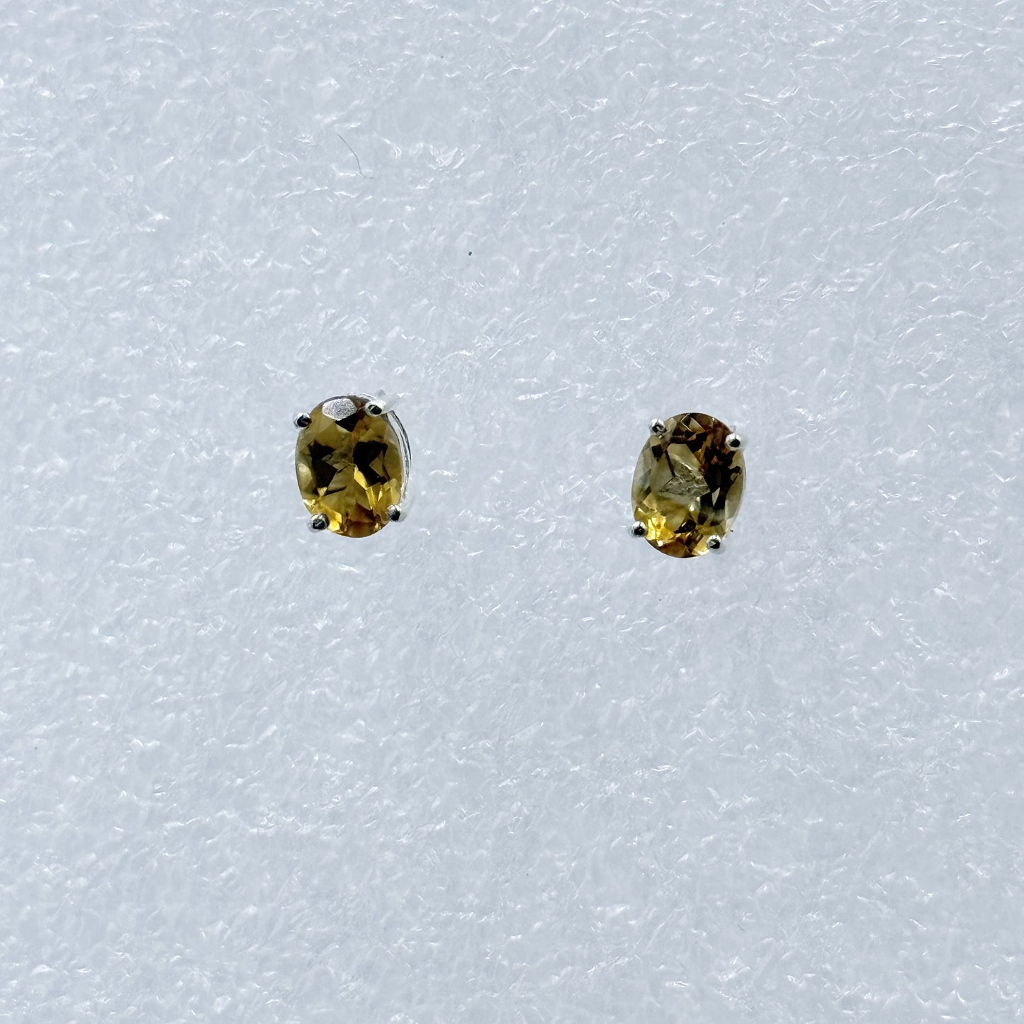 Sterling Silver Oval Citrine Post Earrings Size 1