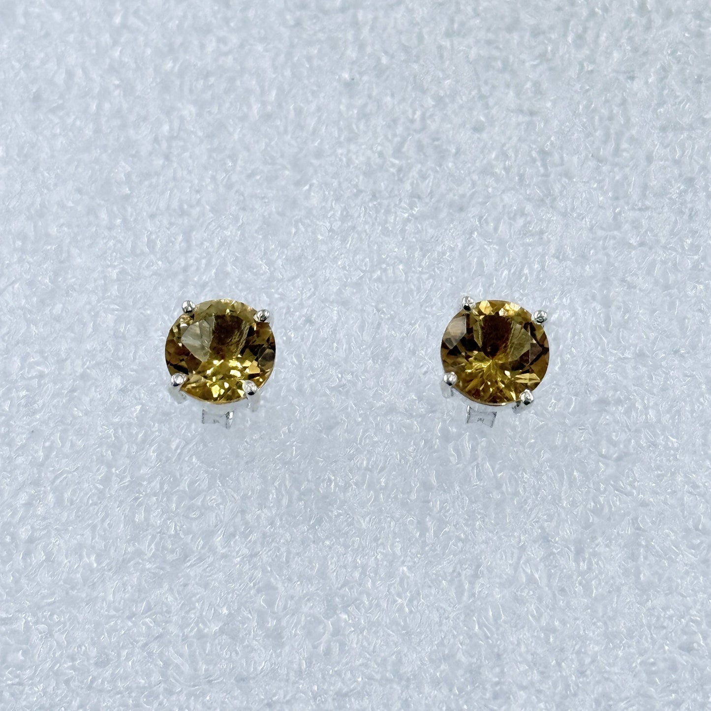 Sterling Silver Round Citrine Post Earrings Size 1
