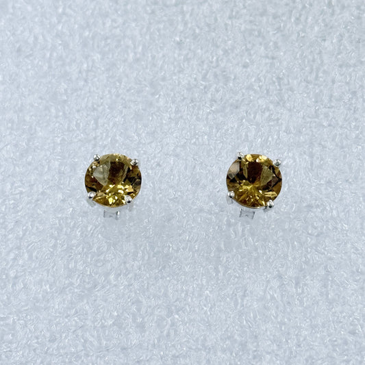 Sterling Silver Round Citrine Post Earrings Size 1